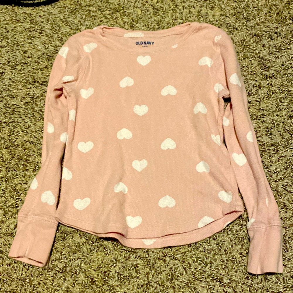 Old Navy Girls’ Pink & 🤍 Long-Sleeve Thermal Top